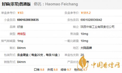 好猫非常香烟多少钱一包 好猫非常香烟价格表图一览